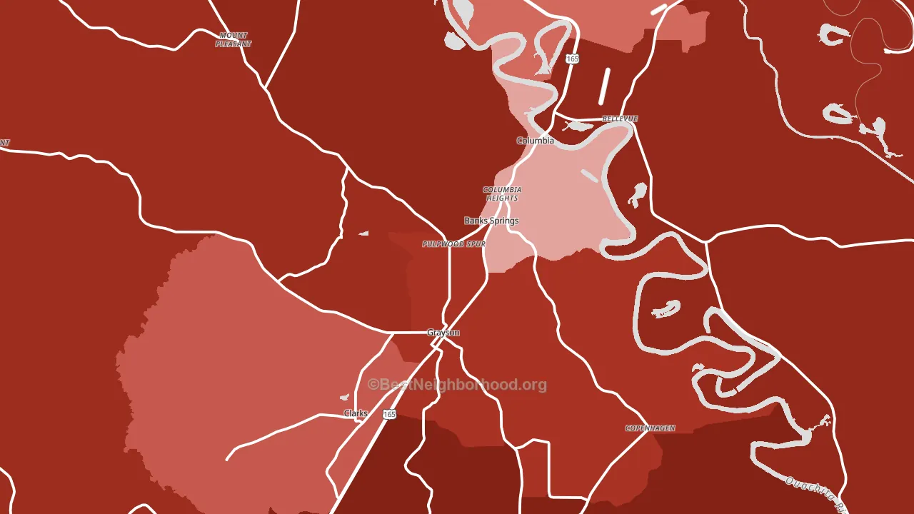 Caldwell Parish, LA block-group political-lean map
