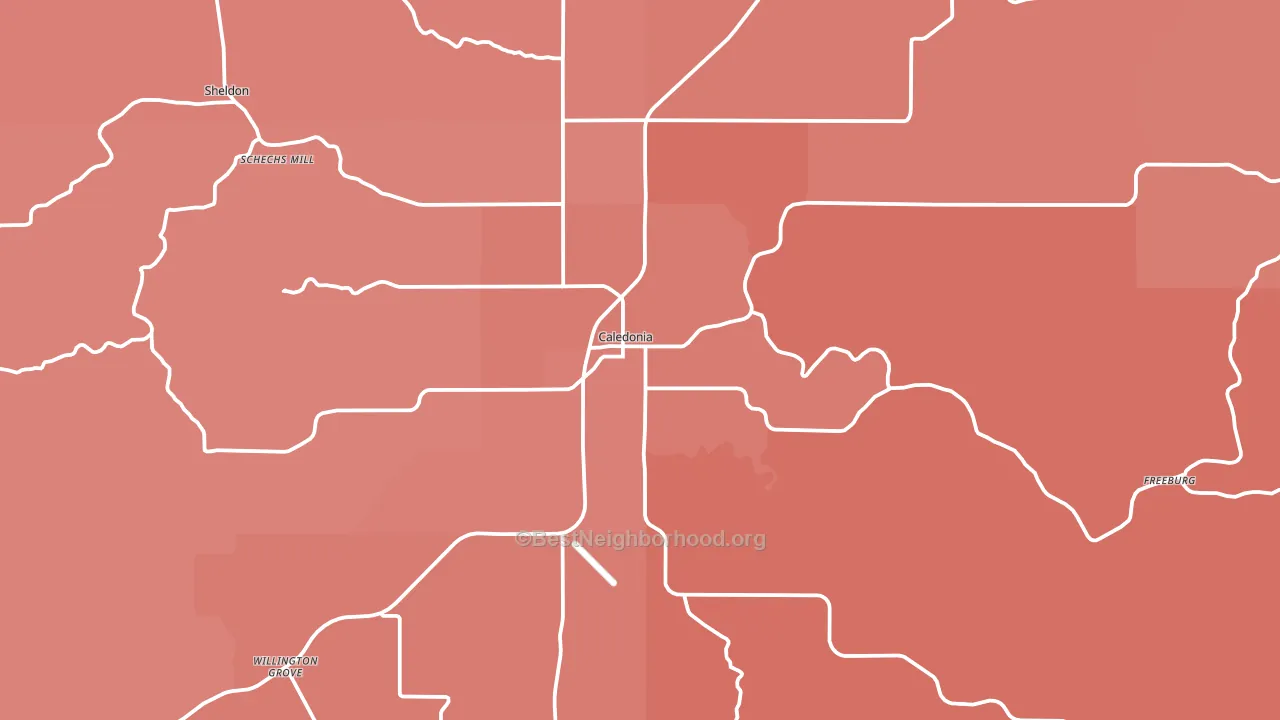 Caledonia, MN block-group political-lean map