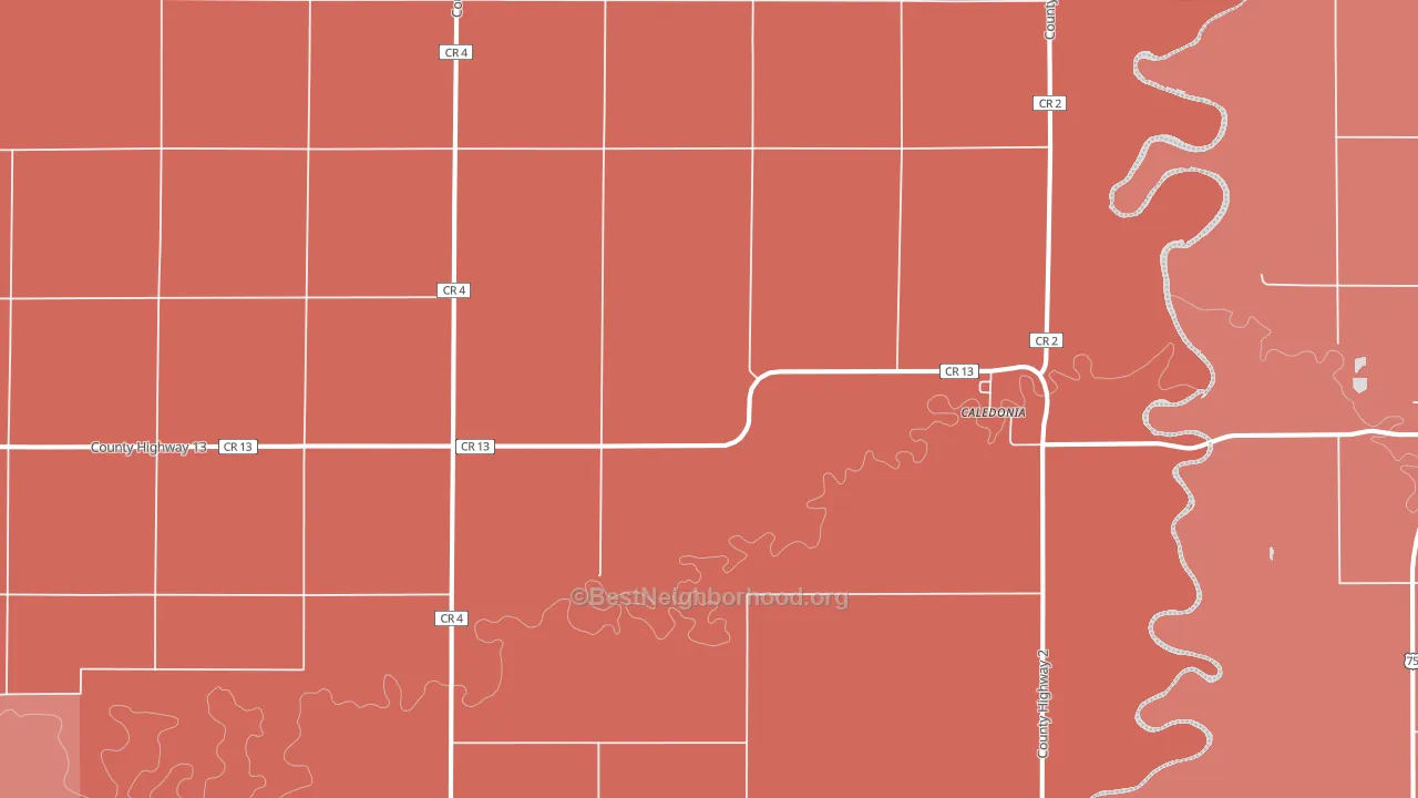 Caledonia, ND block-group political-lean map