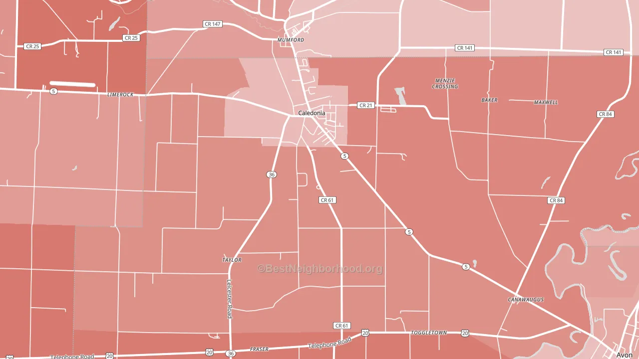 Caledonia, NY block-group political-lean map