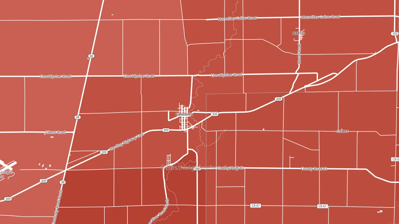 Caledonia, OH block-group political-lean map