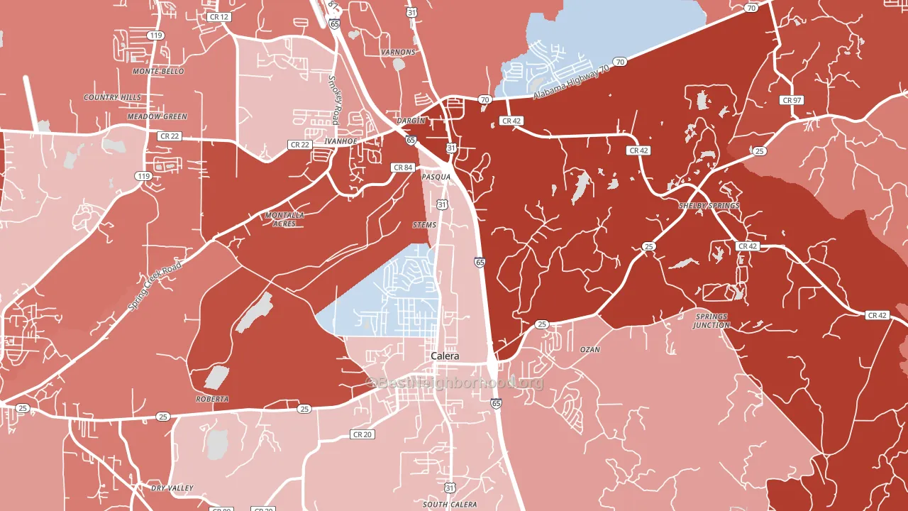 Calera, AL block-group political-lean map