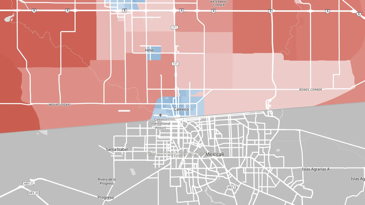 Calexico, CA block-group political-lean map