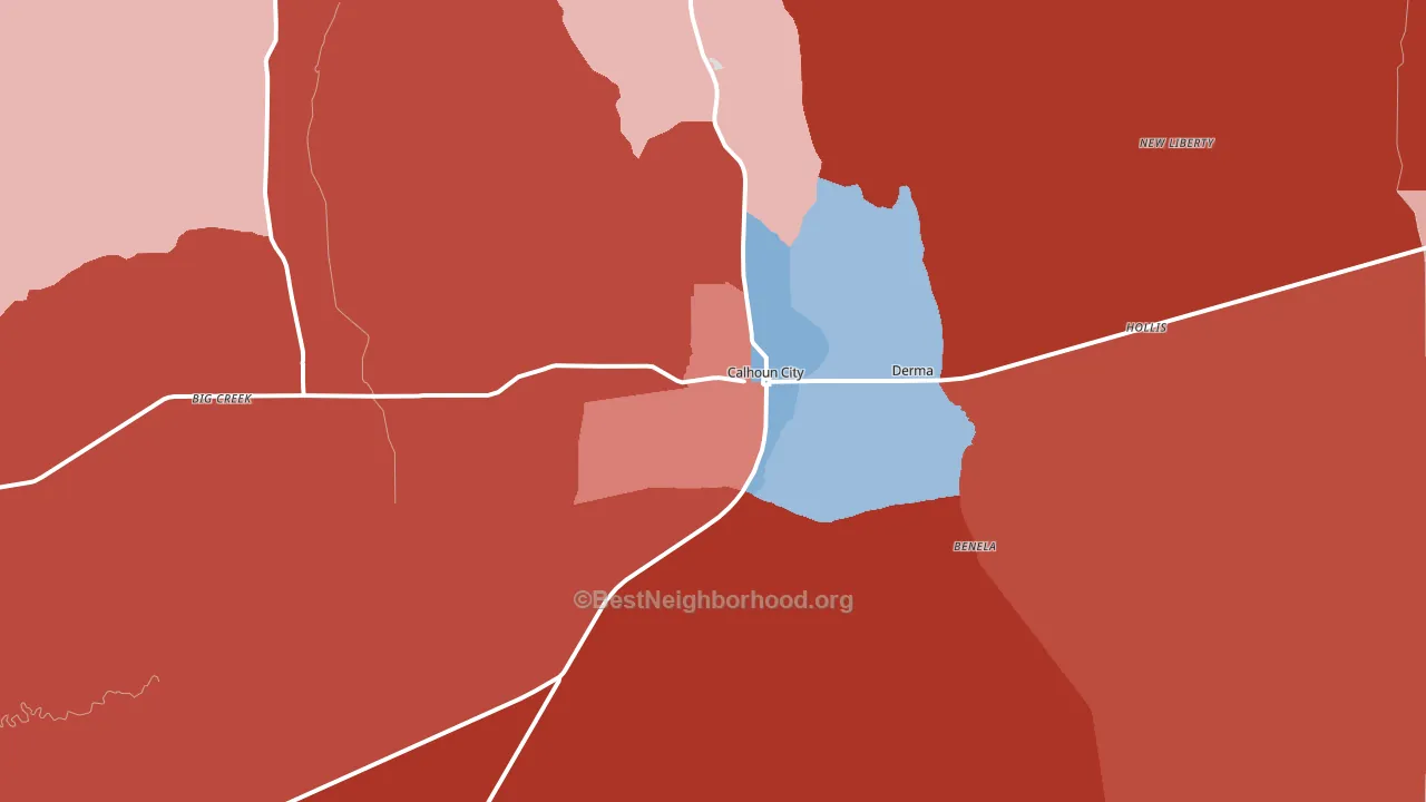 Calhoun City, MS block-group political-lean map