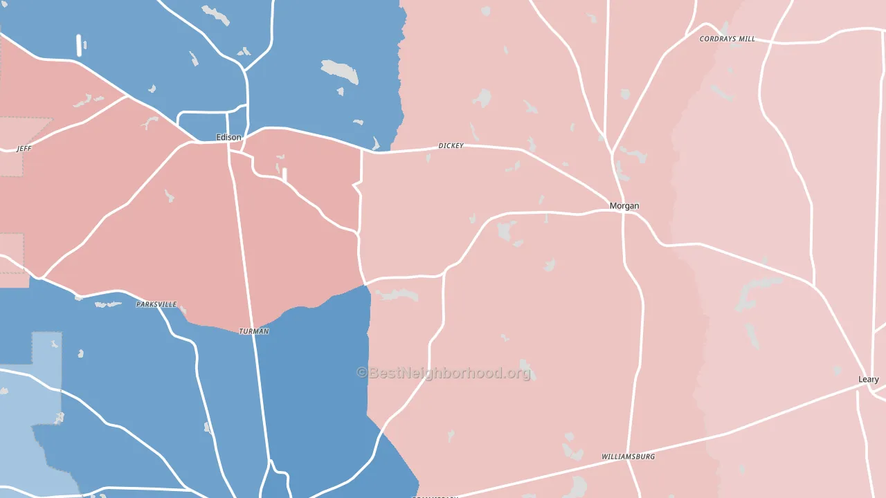 Calhoun County, GA block-group political-lean map