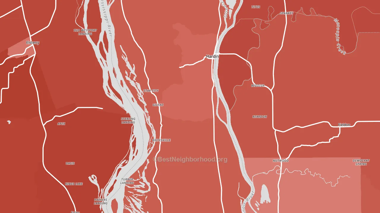 Calhoun County, IL block-group political-lean map