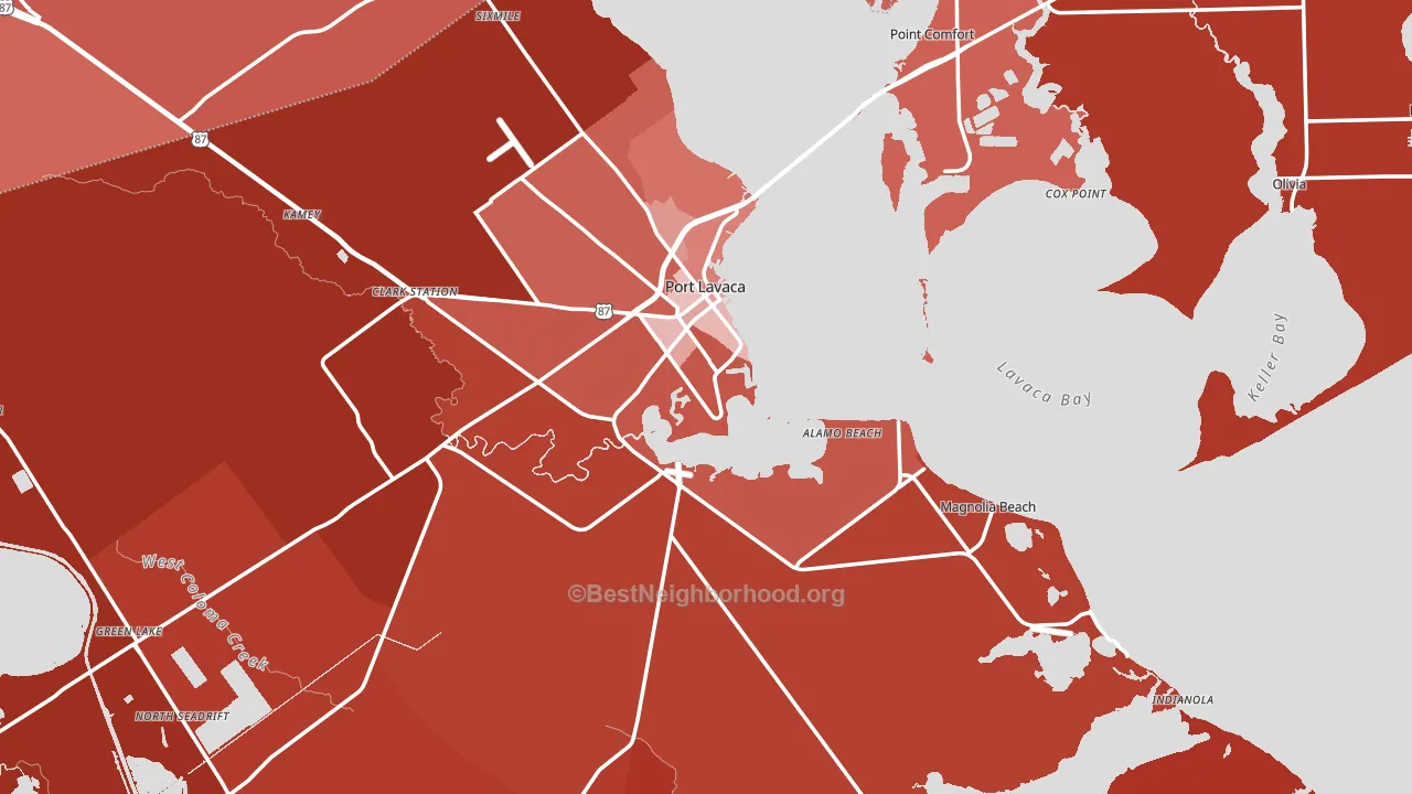 Calhoun County, TX block-group political-lean map