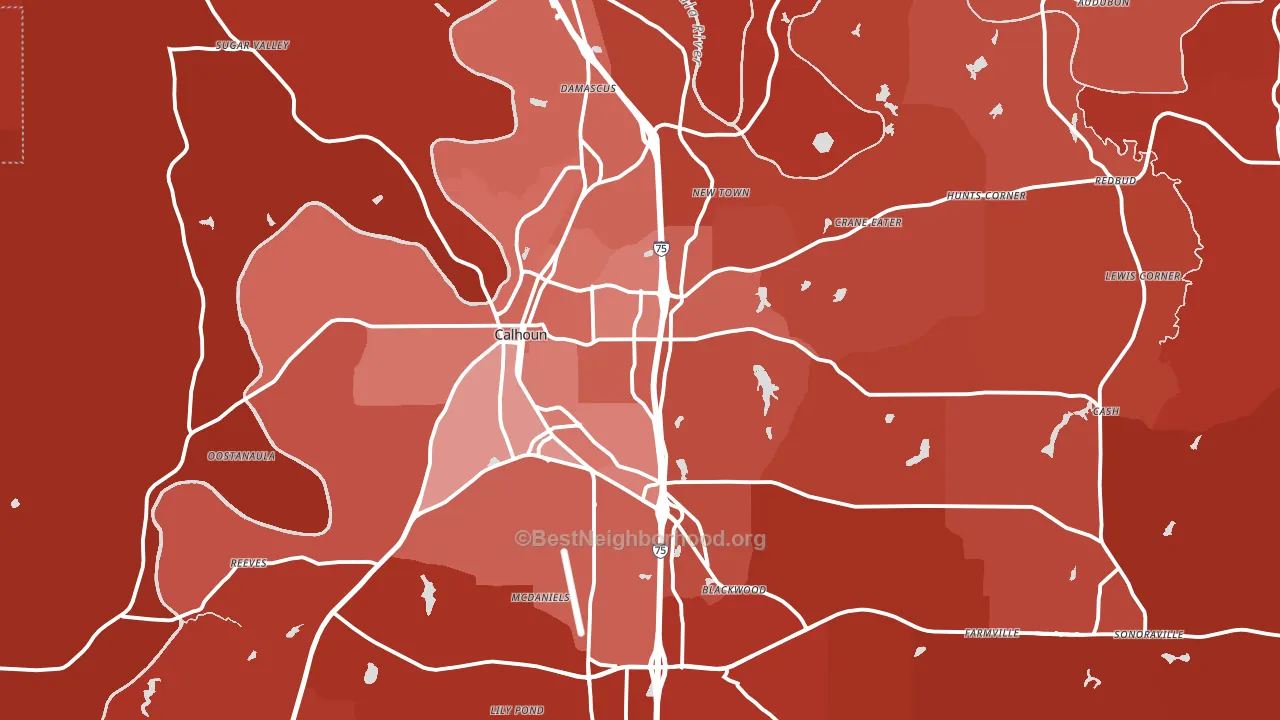 Calhoun, GA block-group political-lean map