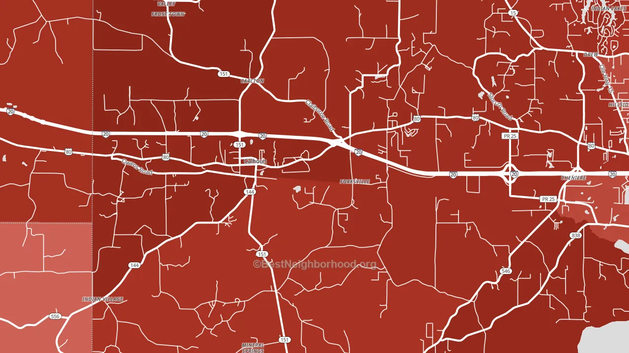Calhoun, LA block-group political-lean map