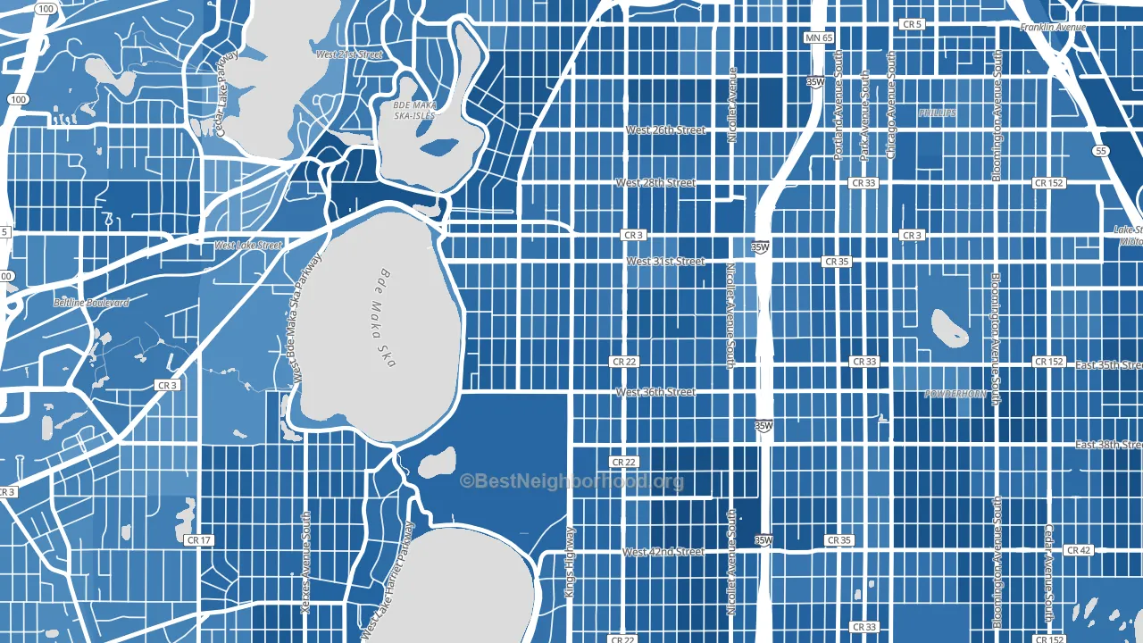 Calhoun, Minneapolis, MN block-group political-lean map
