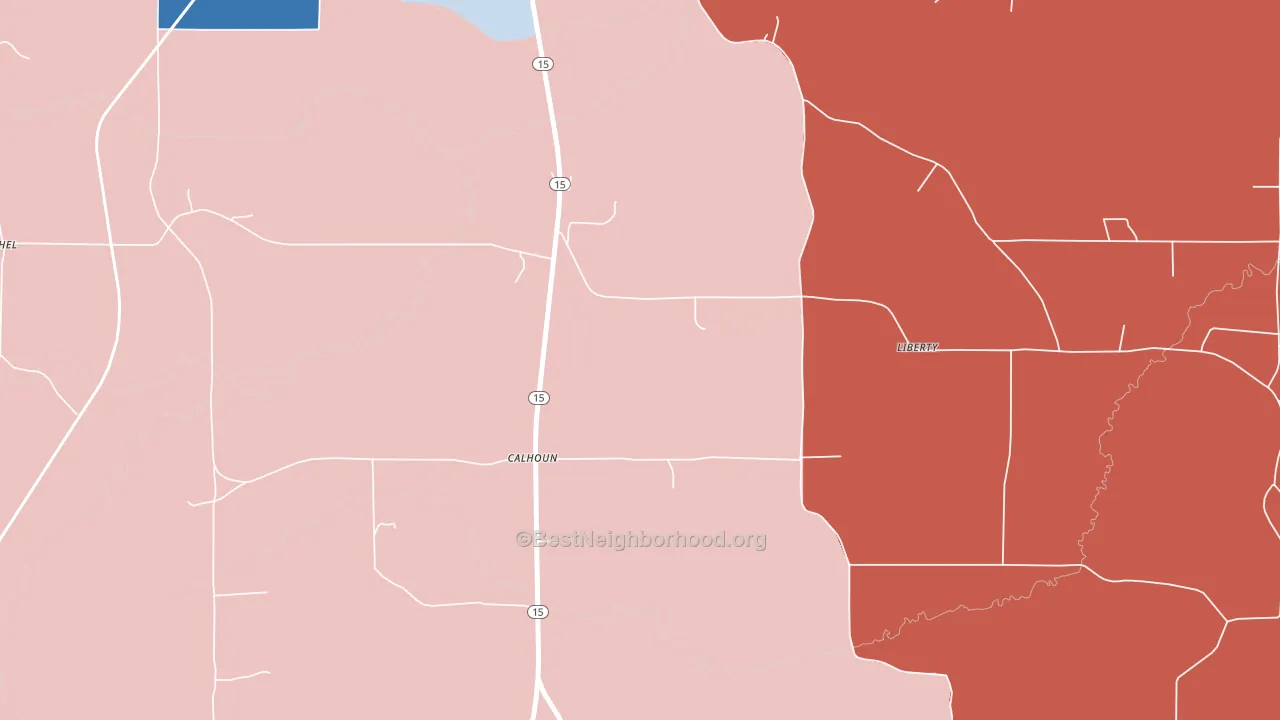 Calhoun, MS block-group political-lean map