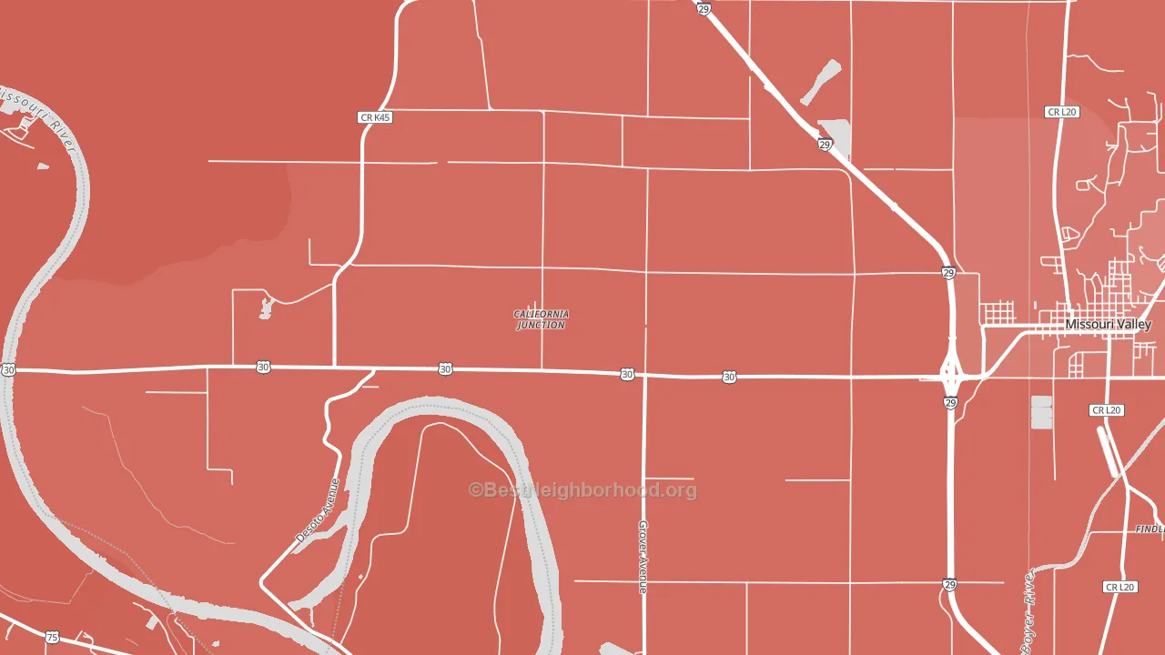 California Junction, IA block-group political-lean map