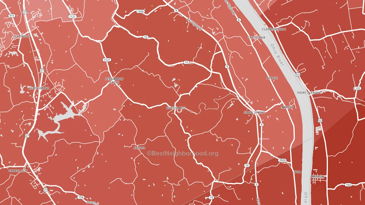 California, KY block-group political-lean map