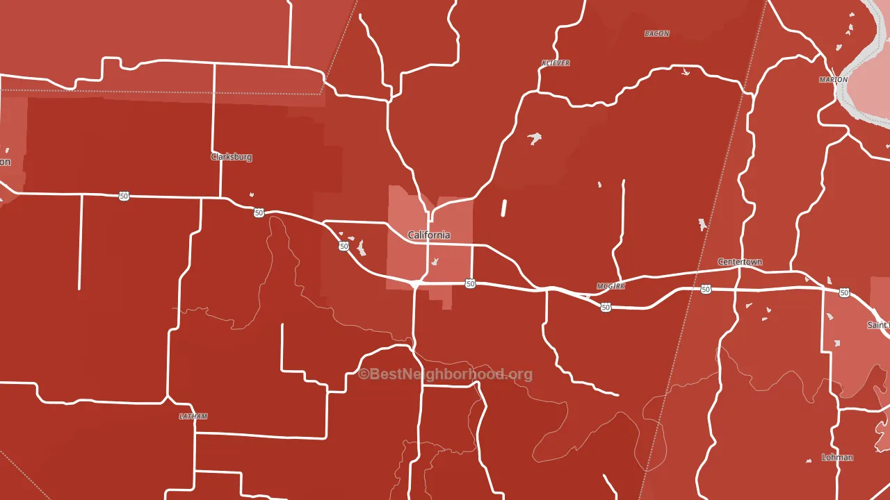 California, MO block-group political-lean map