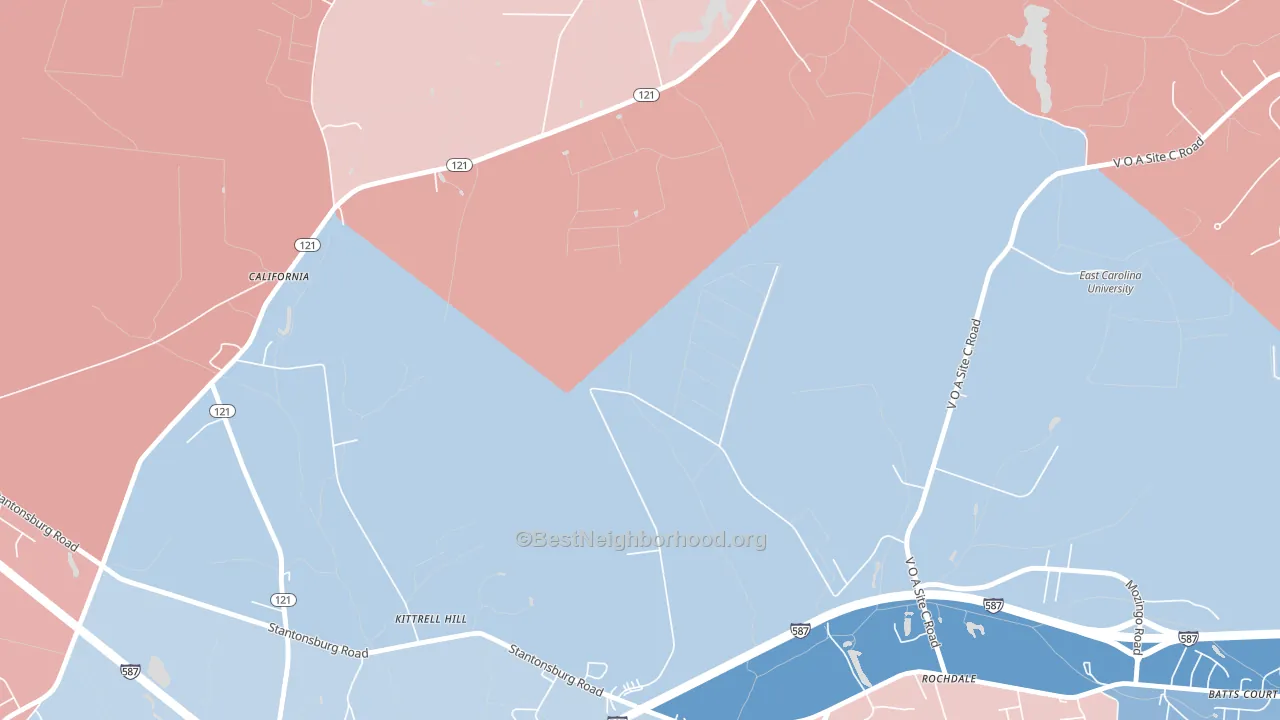 California, NC block-group political-lean map