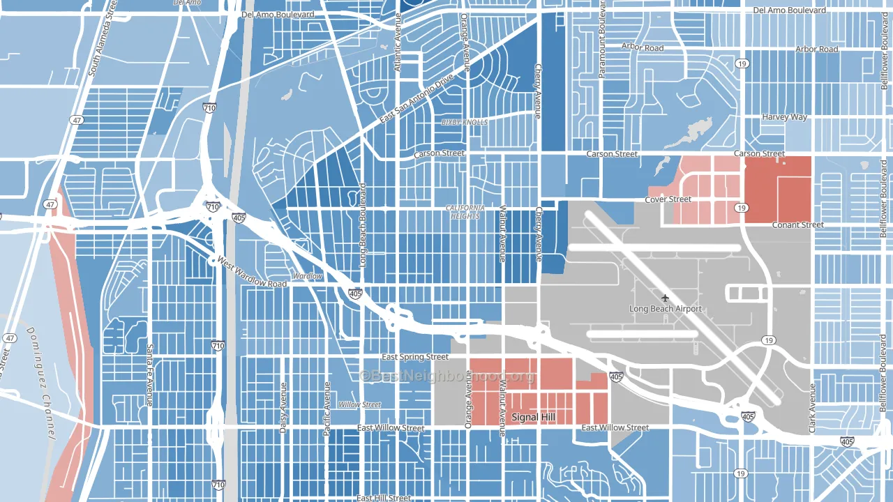 Californial Heights, Long Beach, CA block-group political-lean map