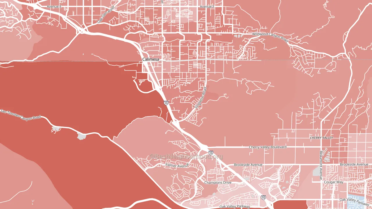 Calimesa, CA block-group political-lean map