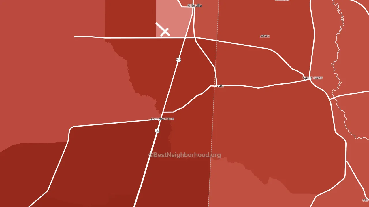 Call, TX block-group political-lean map
