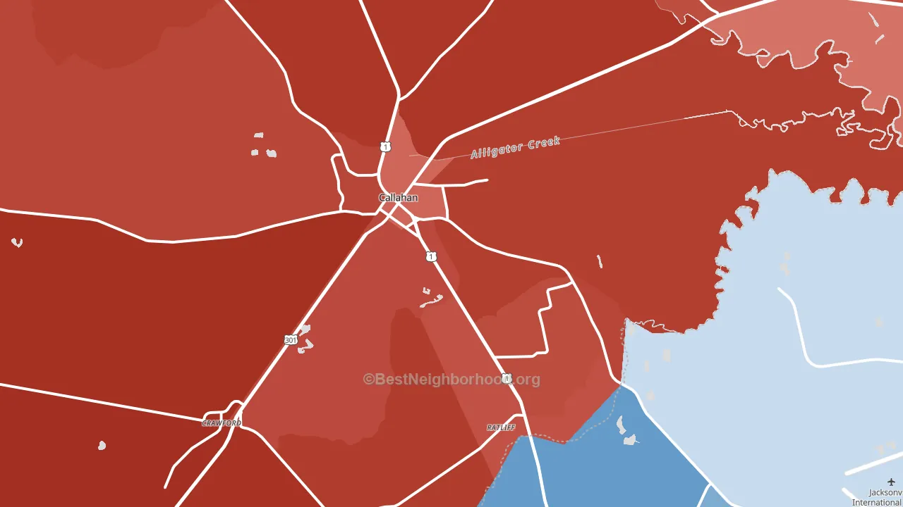 Callahan, FL block-group political-lean map