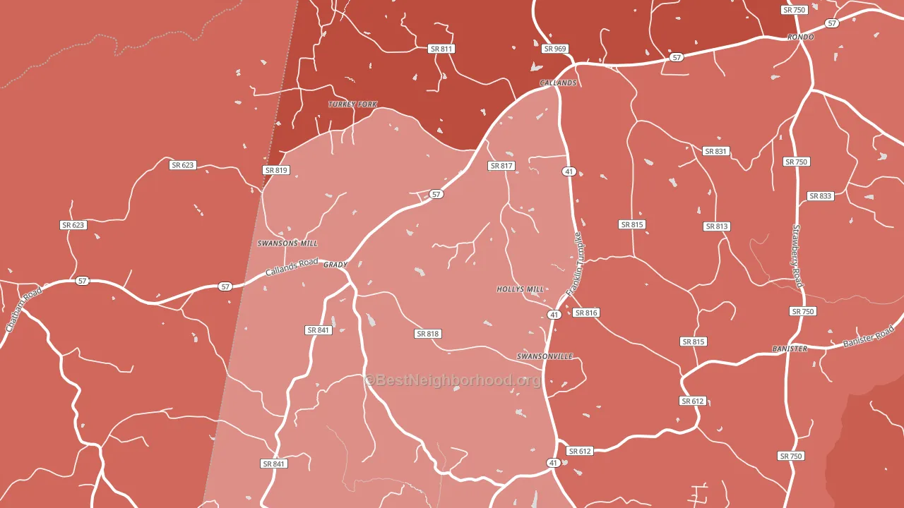 Callands, VA block-group political-lean map