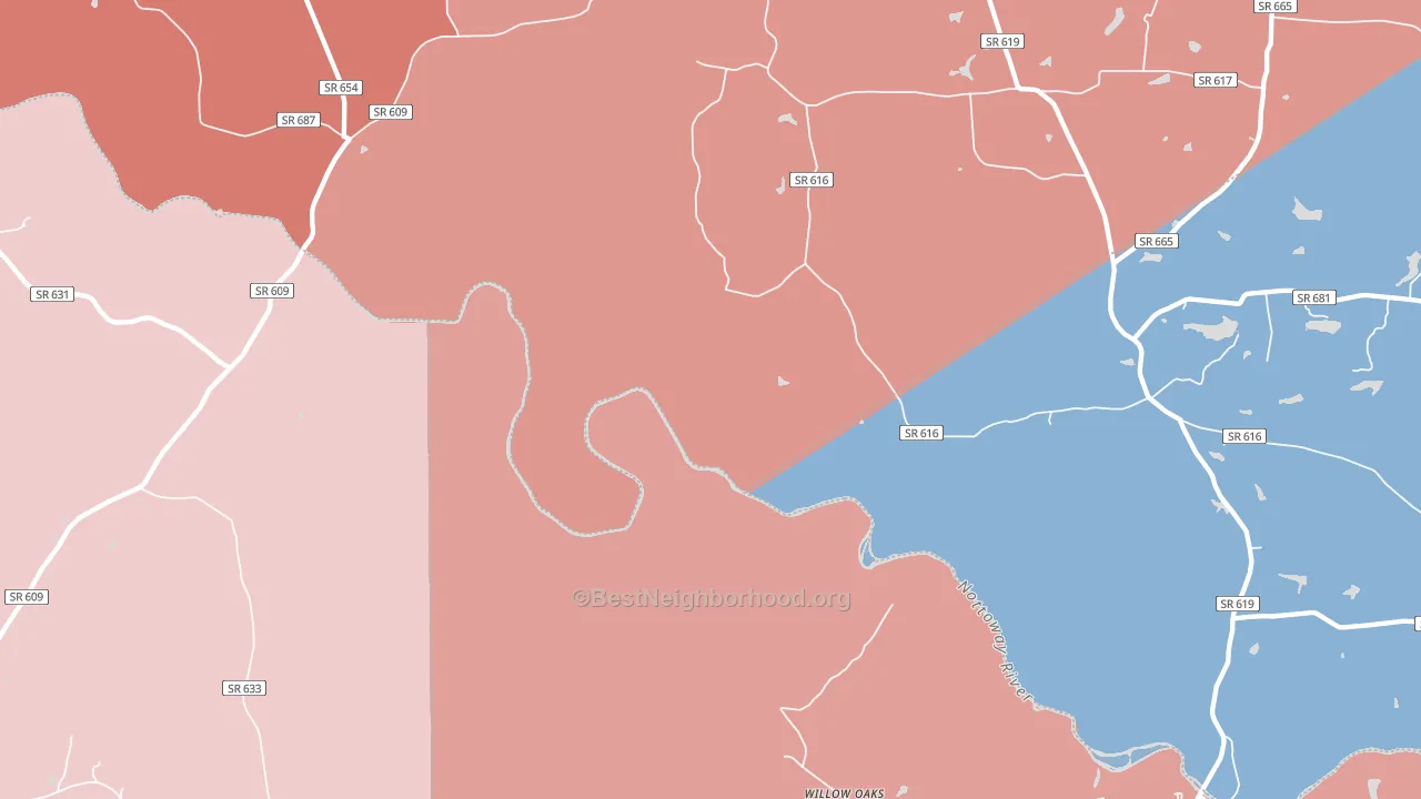 Callaville, VA block-group political-lean map