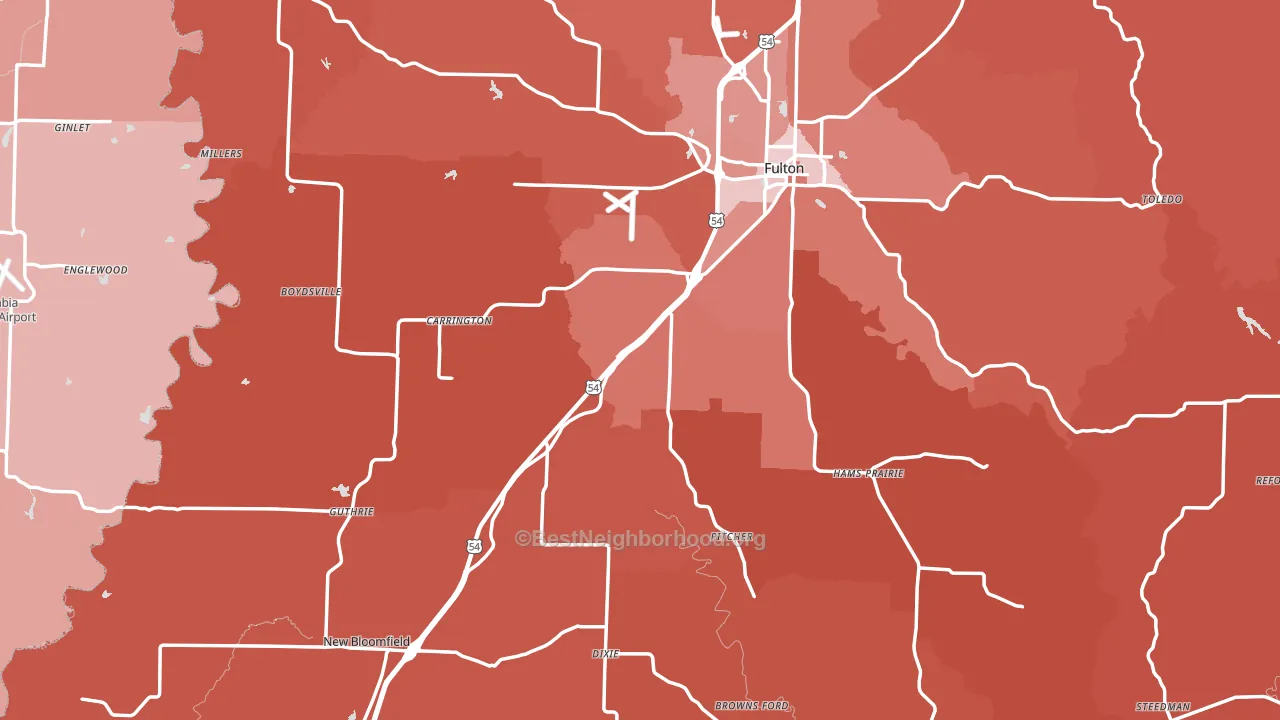 Callaway County, MO block-group political-lean map