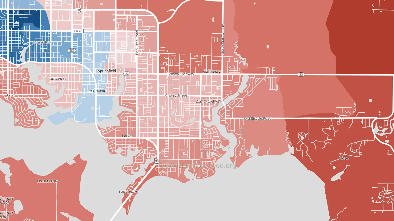 Callaway, FL block-group political-lean map