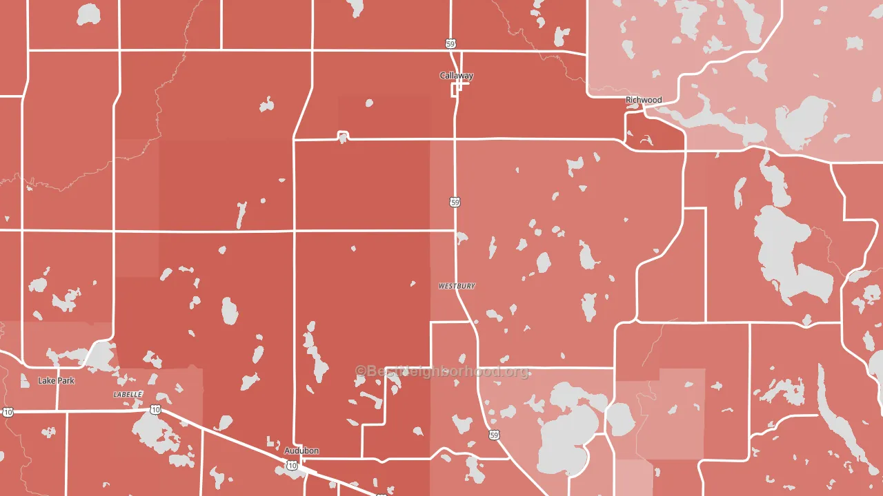 Callaway, MN block-group political-lean map