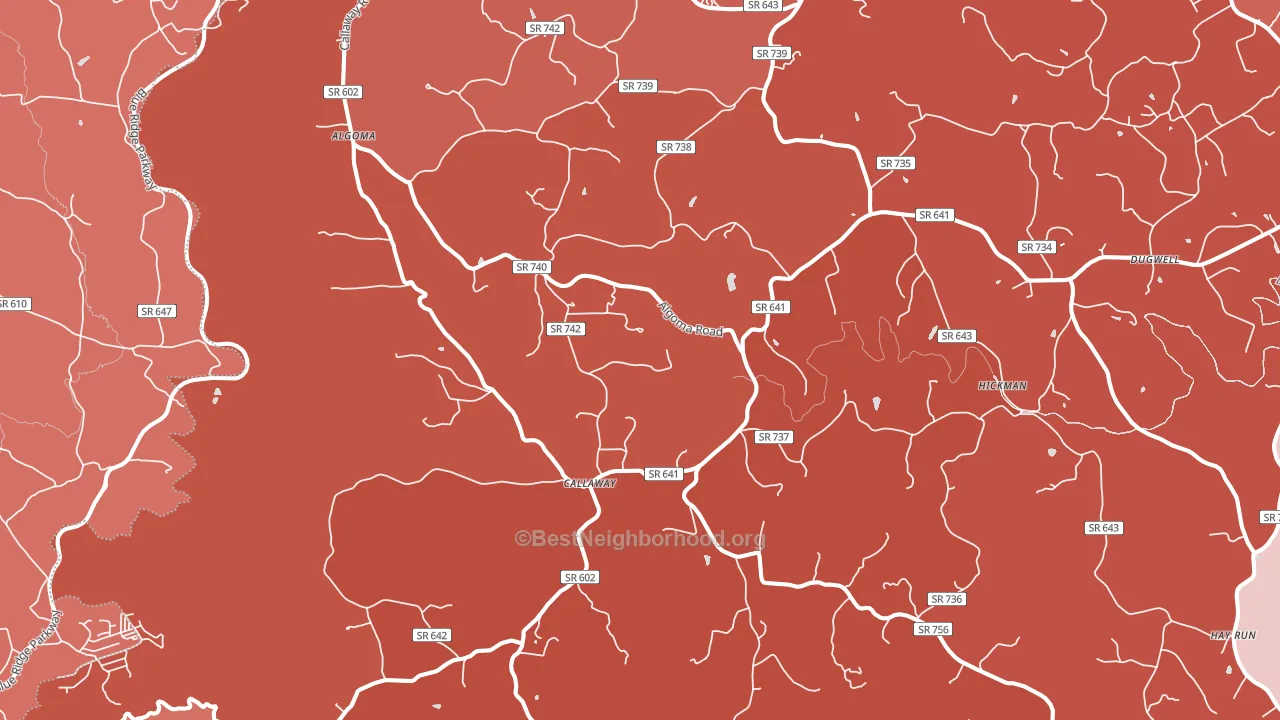 Callaway, VA block-group political-lean map