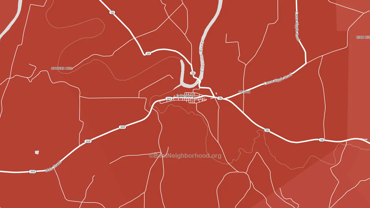 Callensburg, PA block-group political-lean map