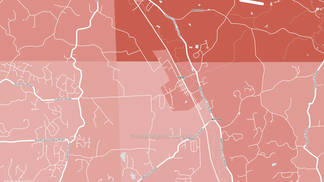 Callery, PA block-group political-lean map
