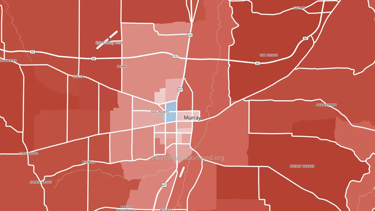 Calloway County, KY block-group political-lean map