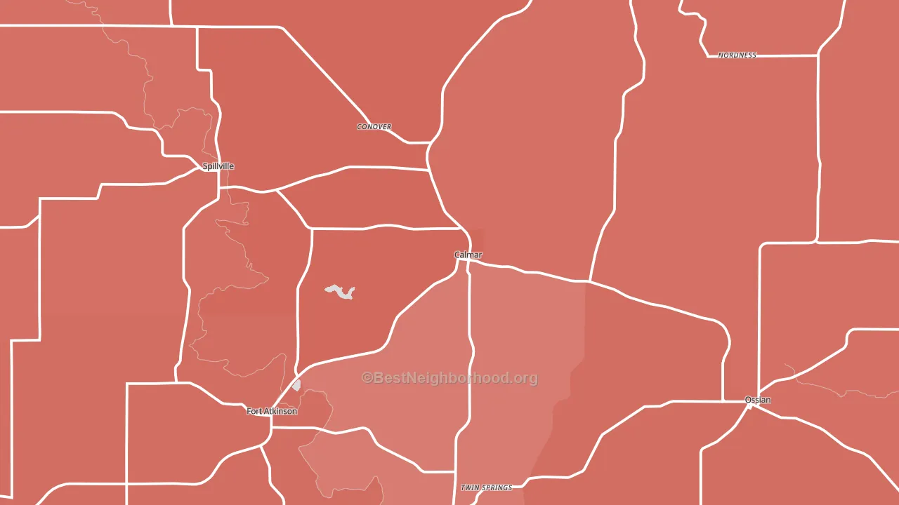 Calmar, IA block-group political-lean map