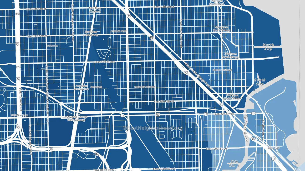 Calumet Heights, Chicago, IL block-group political-lean map