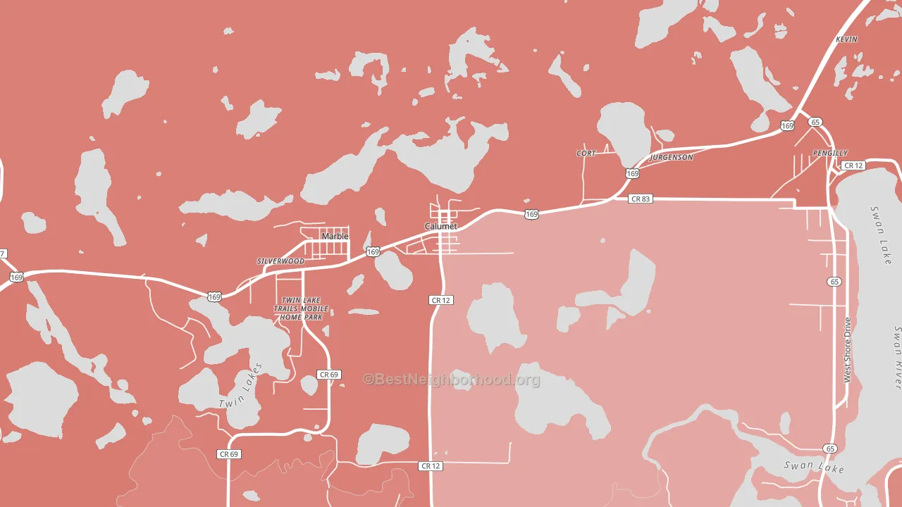 Calumet, MN block-group political-lean map
