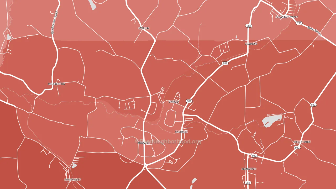 Calumet, PA block-group political-lean map
