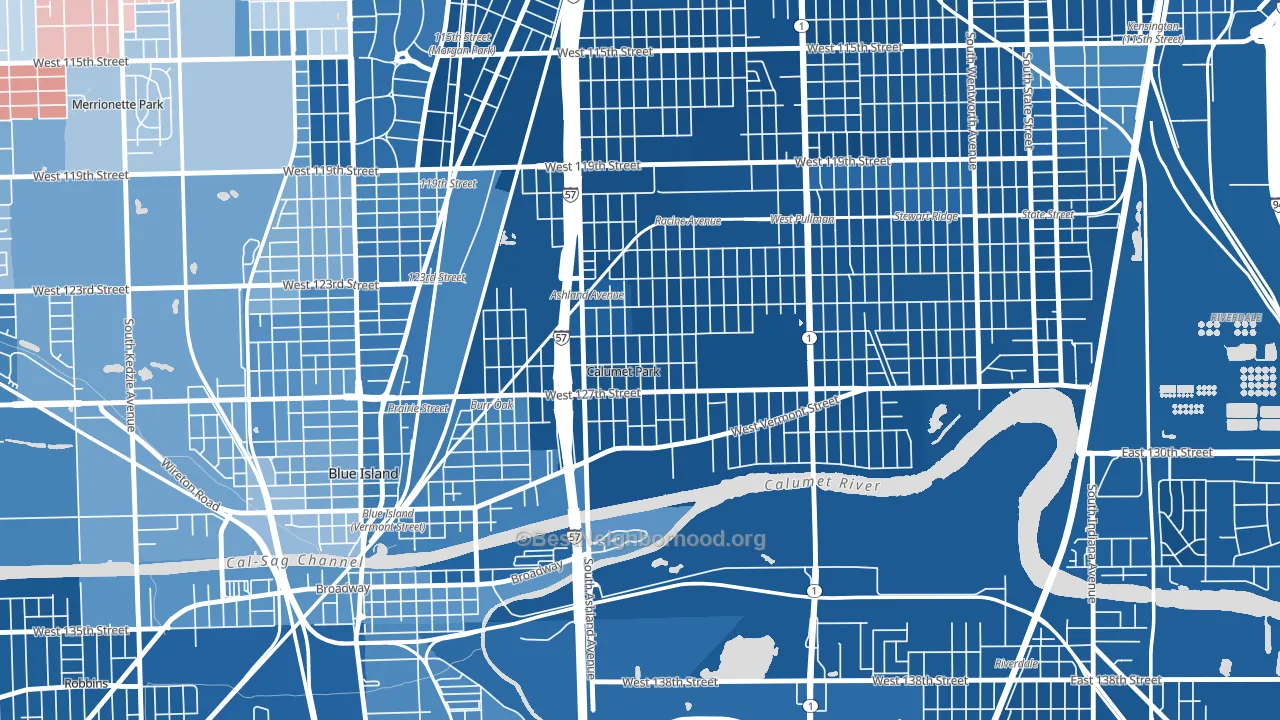 Calumet Park, IL block-group political-lean map