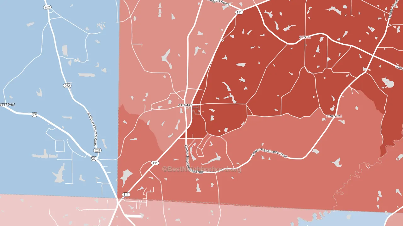 Calvary, GA block-group political-lean map