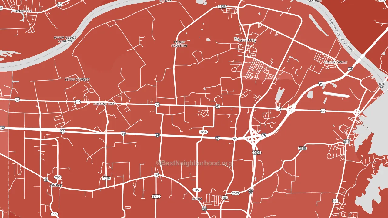 Calvert City, KY block-group political-lean map