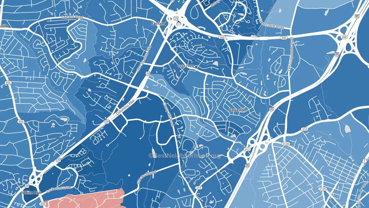 Calverton, MD block-group political-lean map