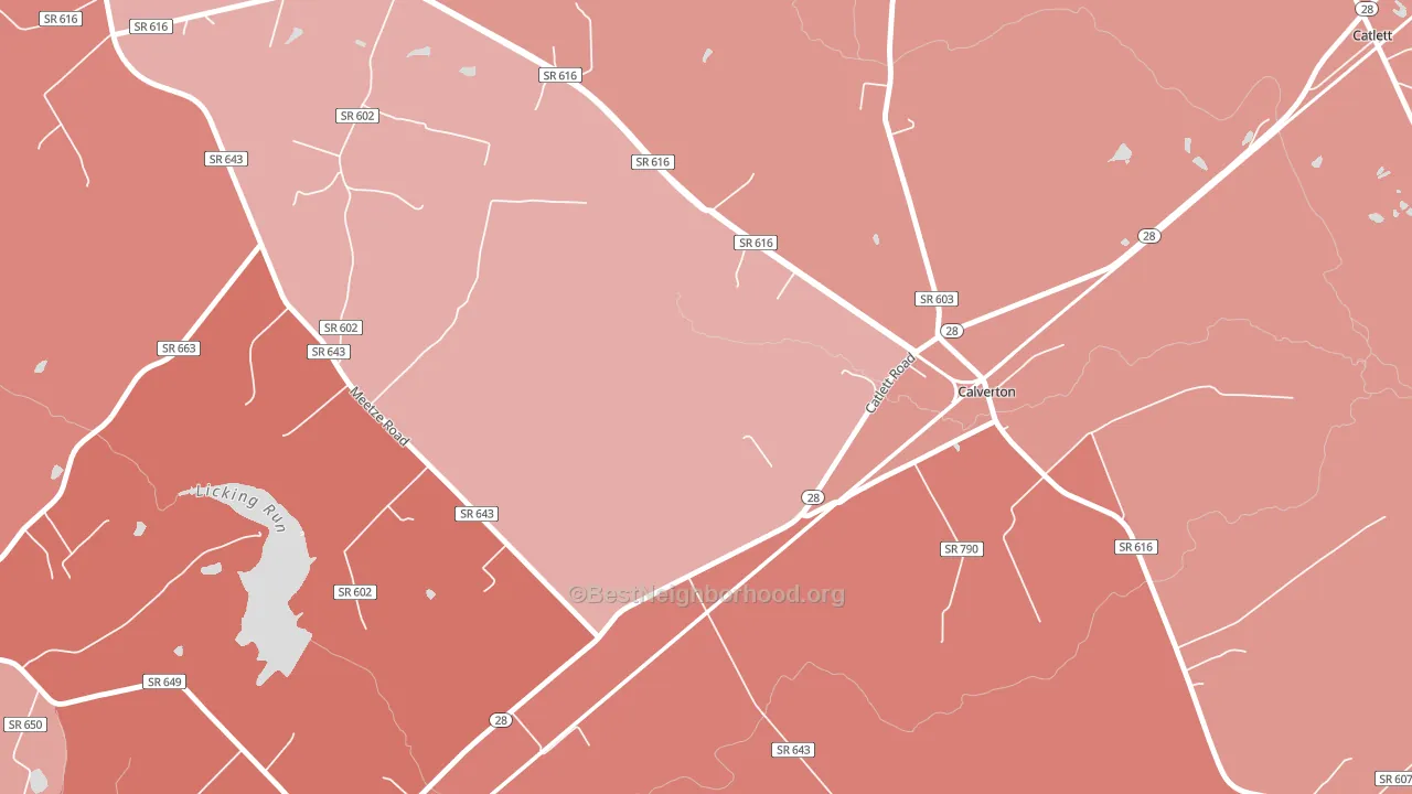 Calverton, VA block-group political-lean map