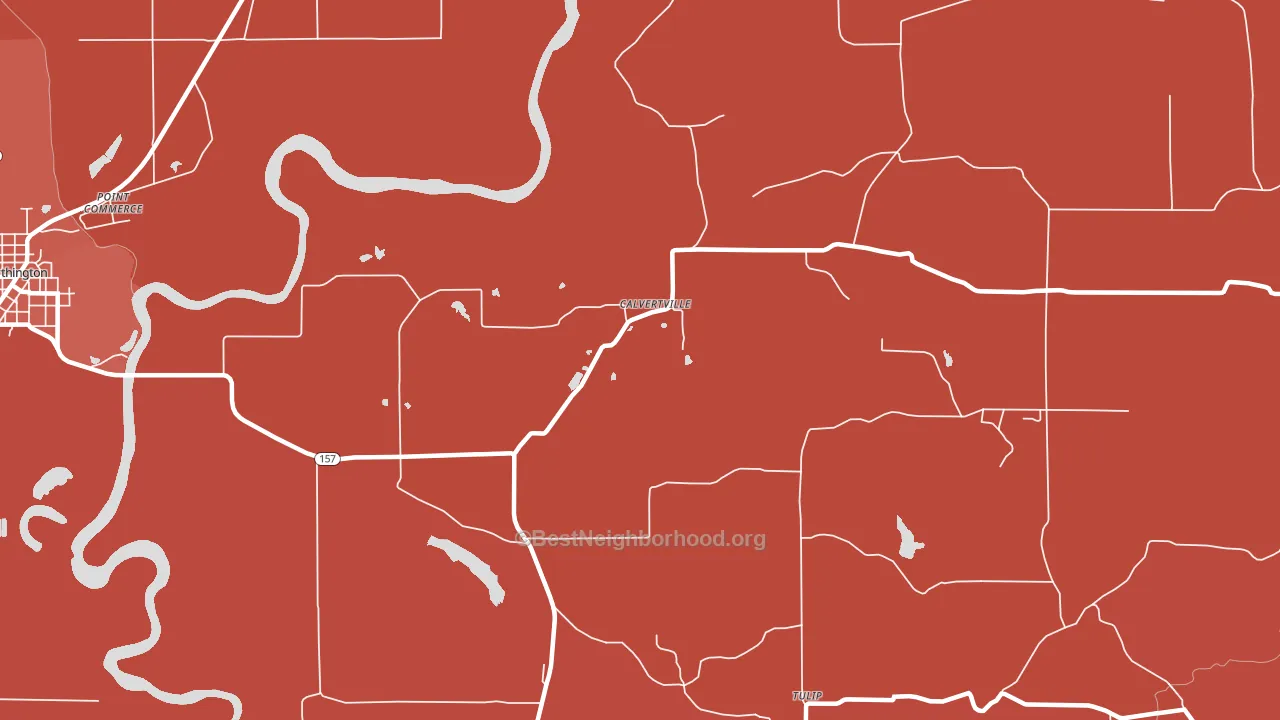 Calvertville, IN block-group political-lean map