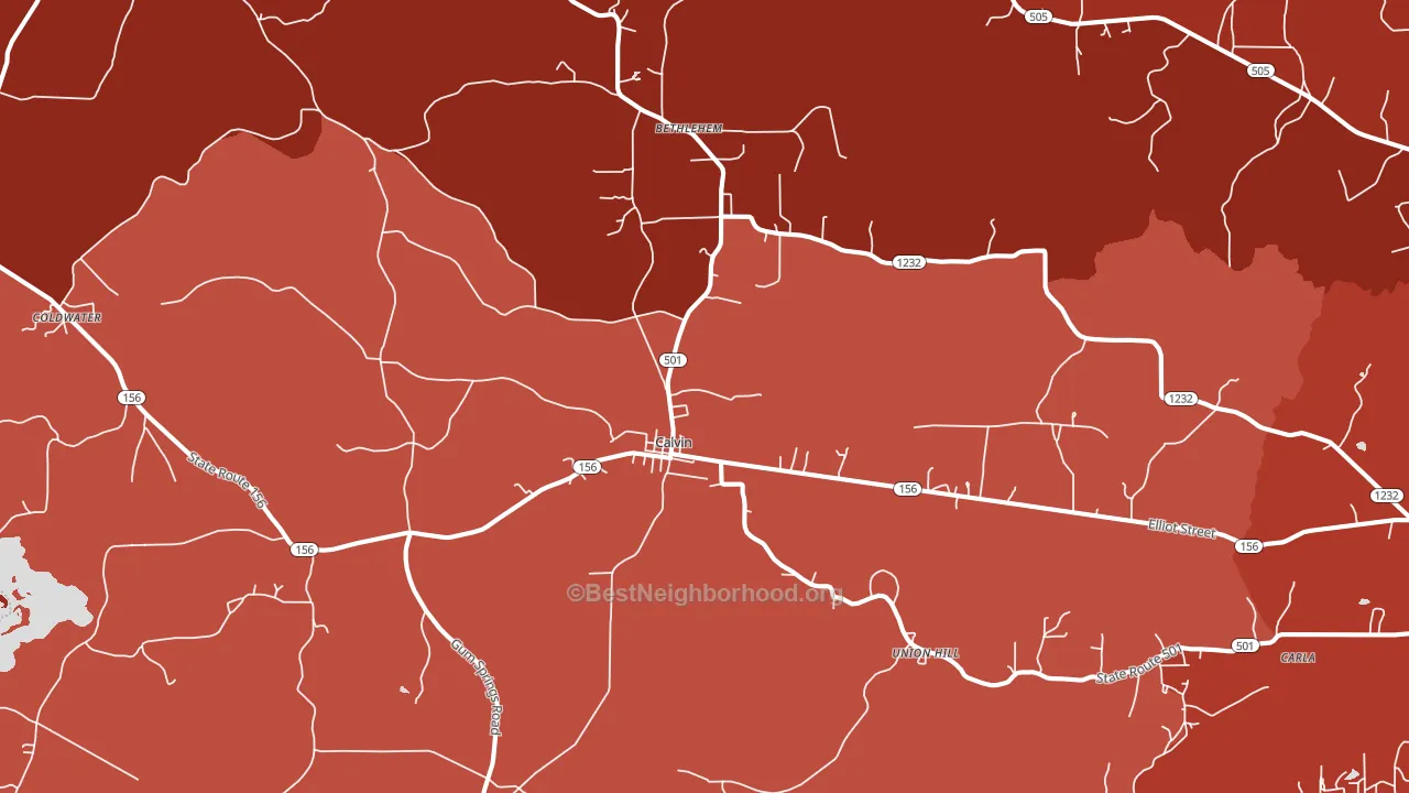 Calvin, LA block-group political-lean map