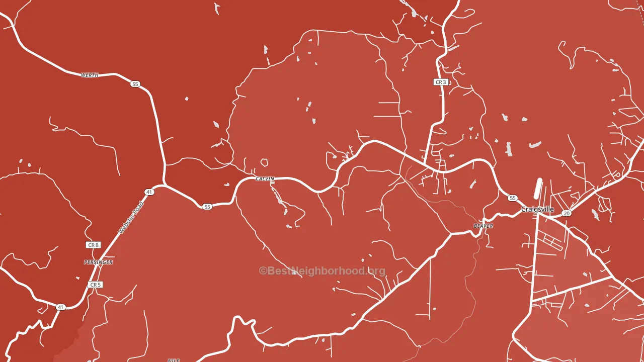Calvin, WV block-group political-lean map