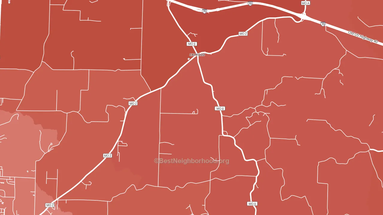 Calwood, MO block-group political-lean map