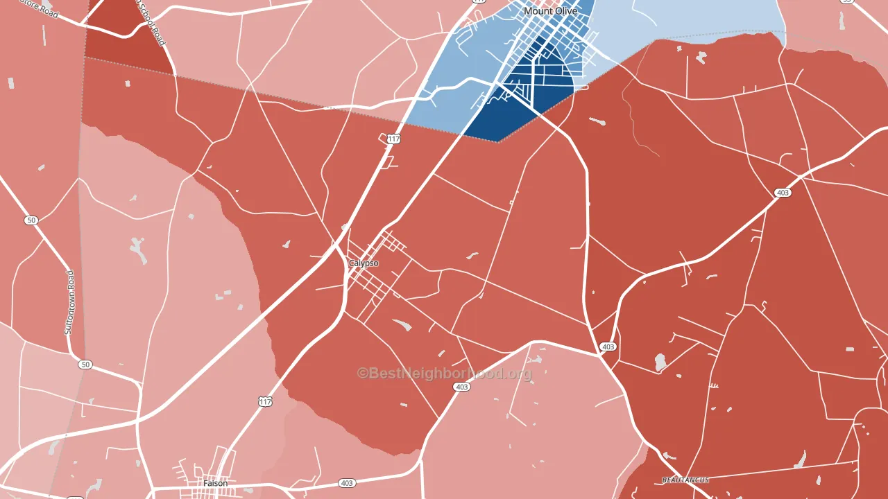 Calypso, NC block-group political-lean map