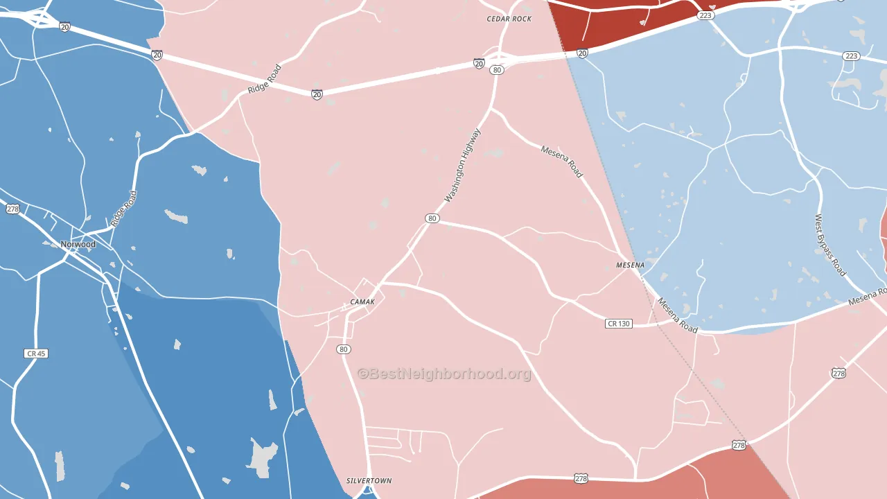 Camak, GA block-group political-lean map