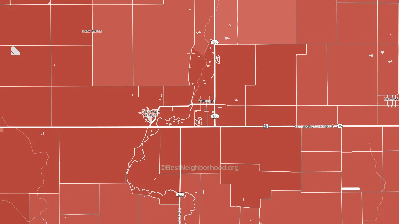 Camargo, IL block-group political-lean map