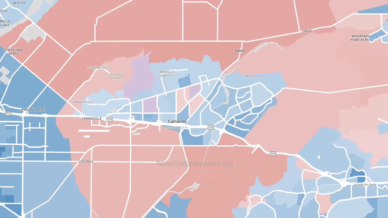Camarillo, CA block-group political-lean map