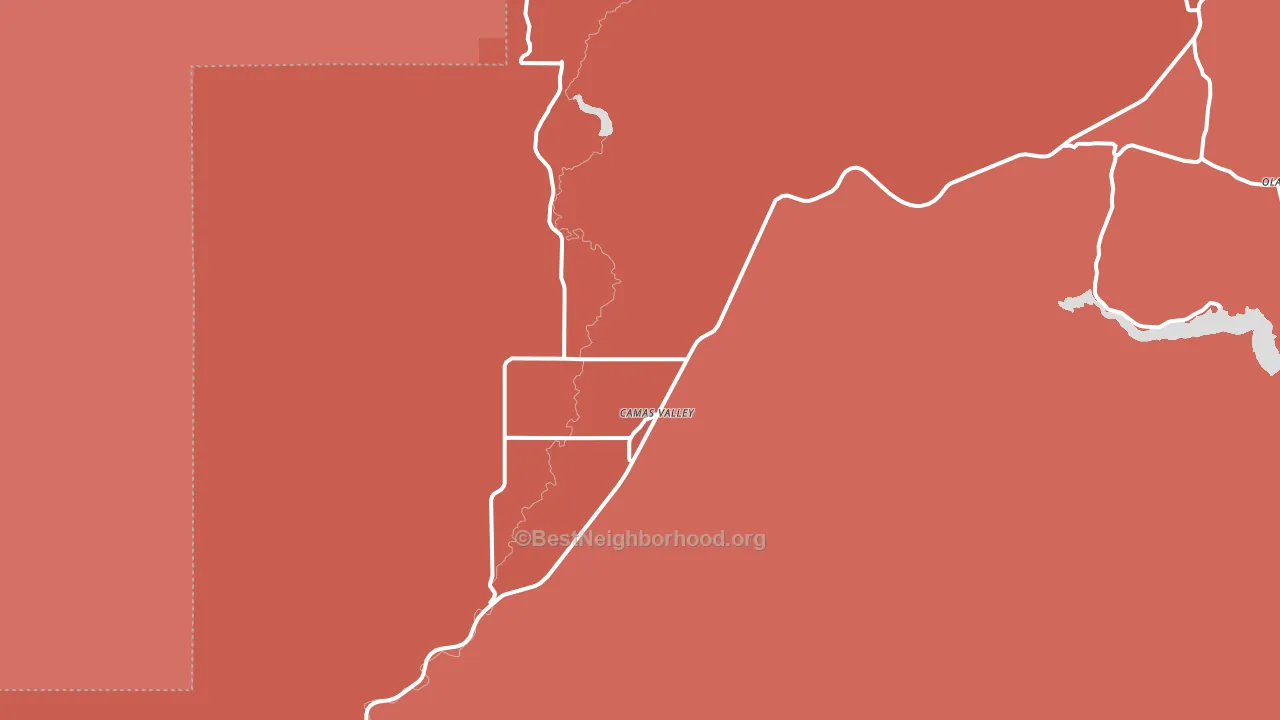 Camas Valley, OR block-group political-lean map
